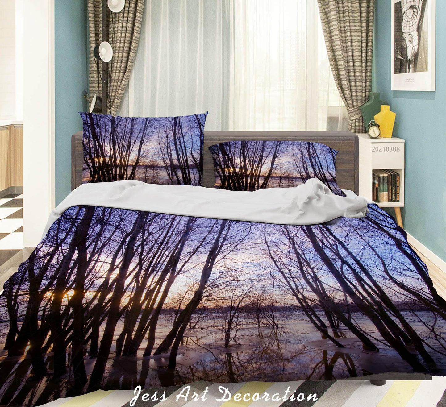 3D Autumn Forest Lake Landscape Quilt Cover Set Bedding Set Duvet Cover Pillowcases 272