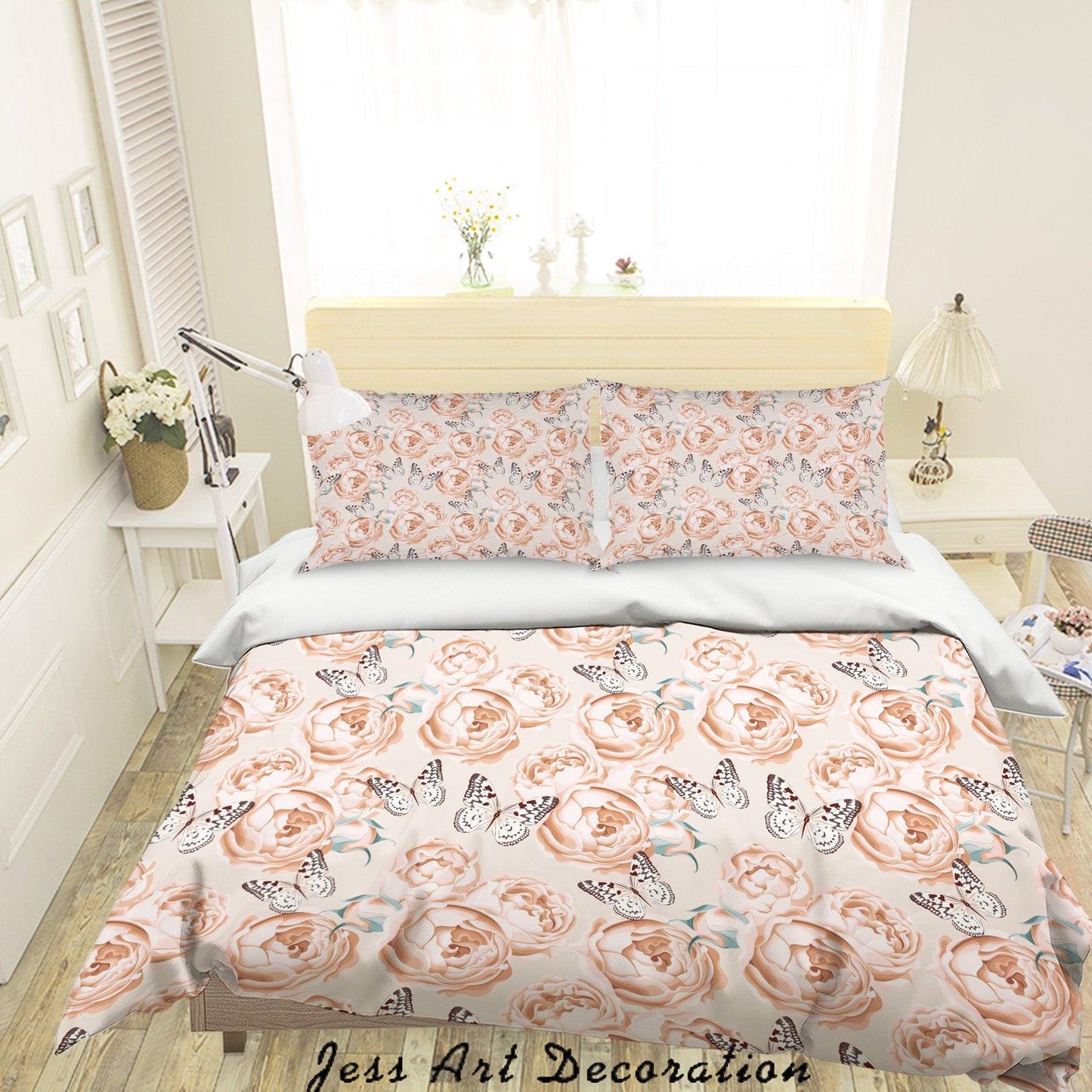 3D Butterfly Floral Quilt Cover Set Bedding Set Duvet Cover Pillowcases SF29