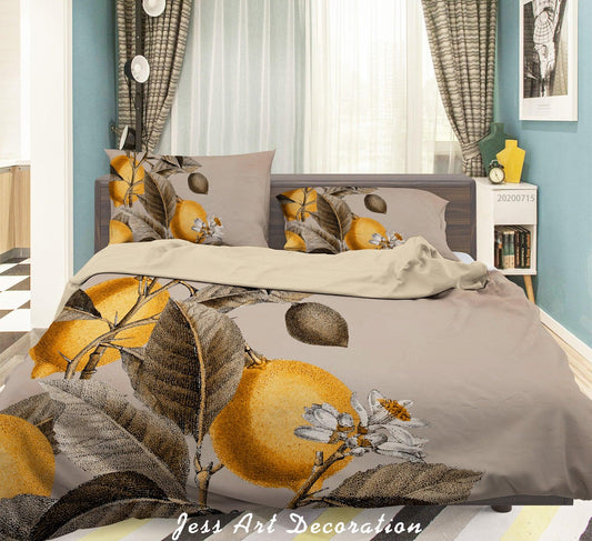 3D Blank Lemon Tree Background Pattern Quilt Cover Set Bedding Set Duvet Cover Pillowcases WJ 1503