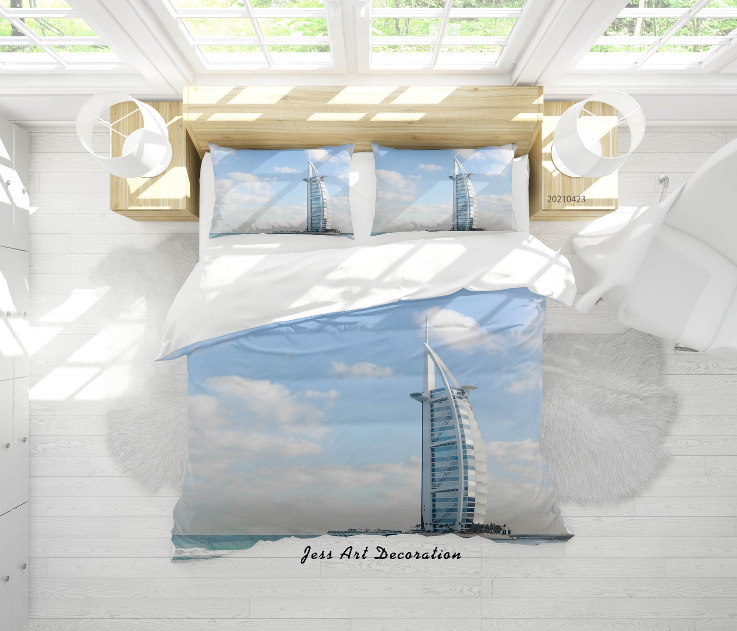 3D Burj Al Arab Hotel Dubai Quilt Cover Set Bedding Set Duvet Cover Pillowcases 40