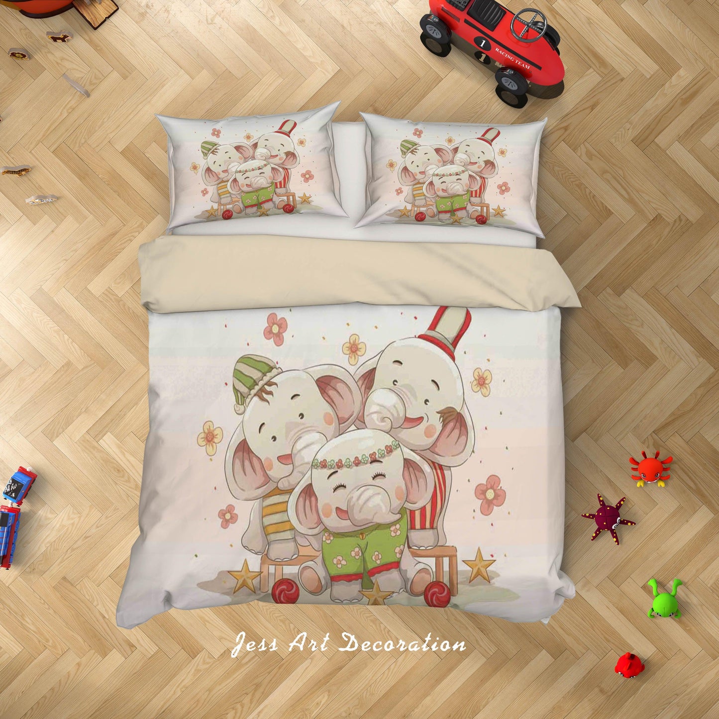 3D Cartoon Elephant Quilt Cover Set Bedding Set Duvet Cover Pillowcases SF14