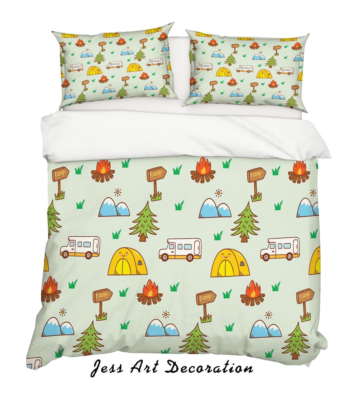 3D Cartoon Pine Fire Quilt Cover Set Bedding Set Pillowcases 10