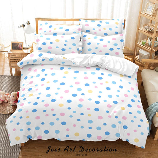 3D Abstract Geometric Color Dot Quilt Cover Set Bedding Set Duvet Cover Pillowcases 90