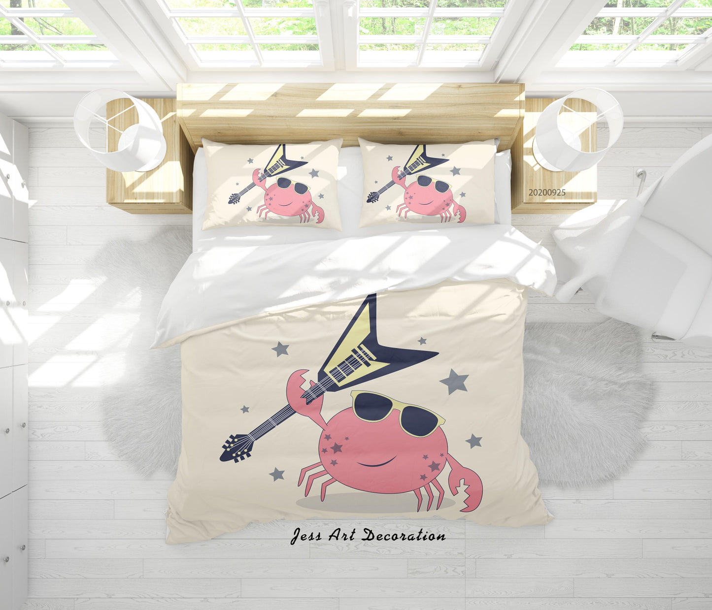 3D Cartoon Animal Crab Pattern Quilt Cover Set Bedding Set Duvet Cover Pillowcases WJ 6487