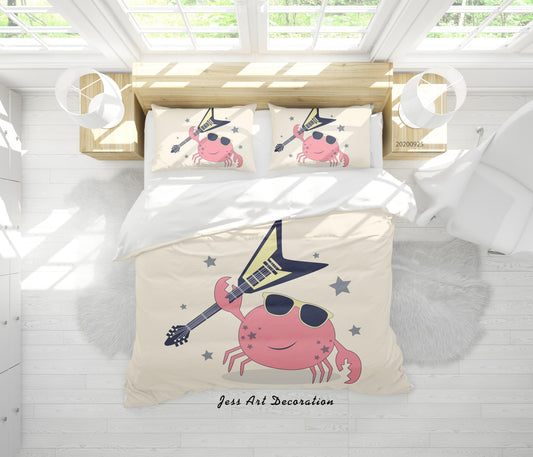 3D Cartoon Animal Crab Pattern Quilt Cover Set Bedding Set Duvet Cover Pillowcases WJ 6487