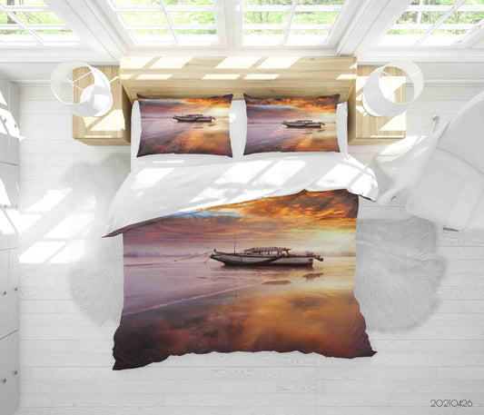 3D Beach Ship Landscape Quilt Cover Set Bedding Set Duvet Cover Pillowcases 248