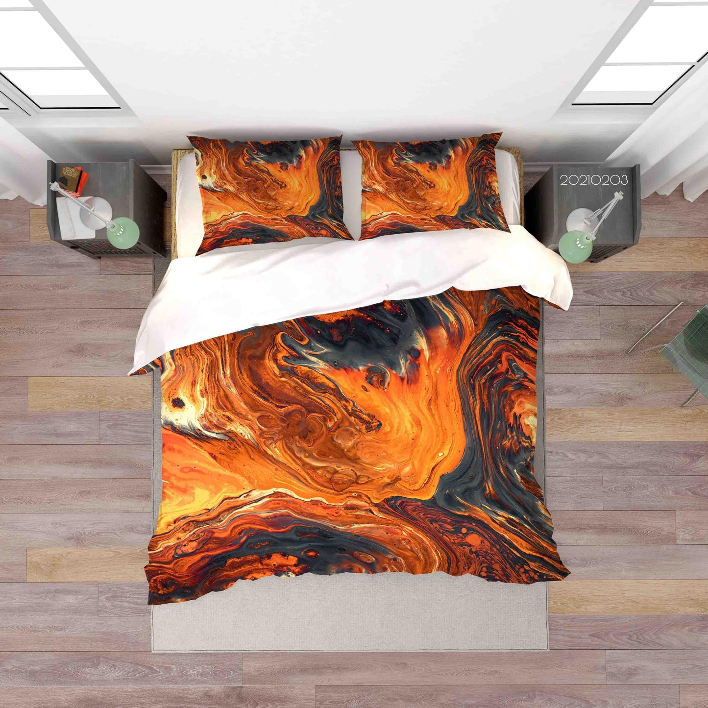 3D Abstract Orange Marble Texture Quilt Cover Set Bedding Set Duvet Cover Pillowcases 101