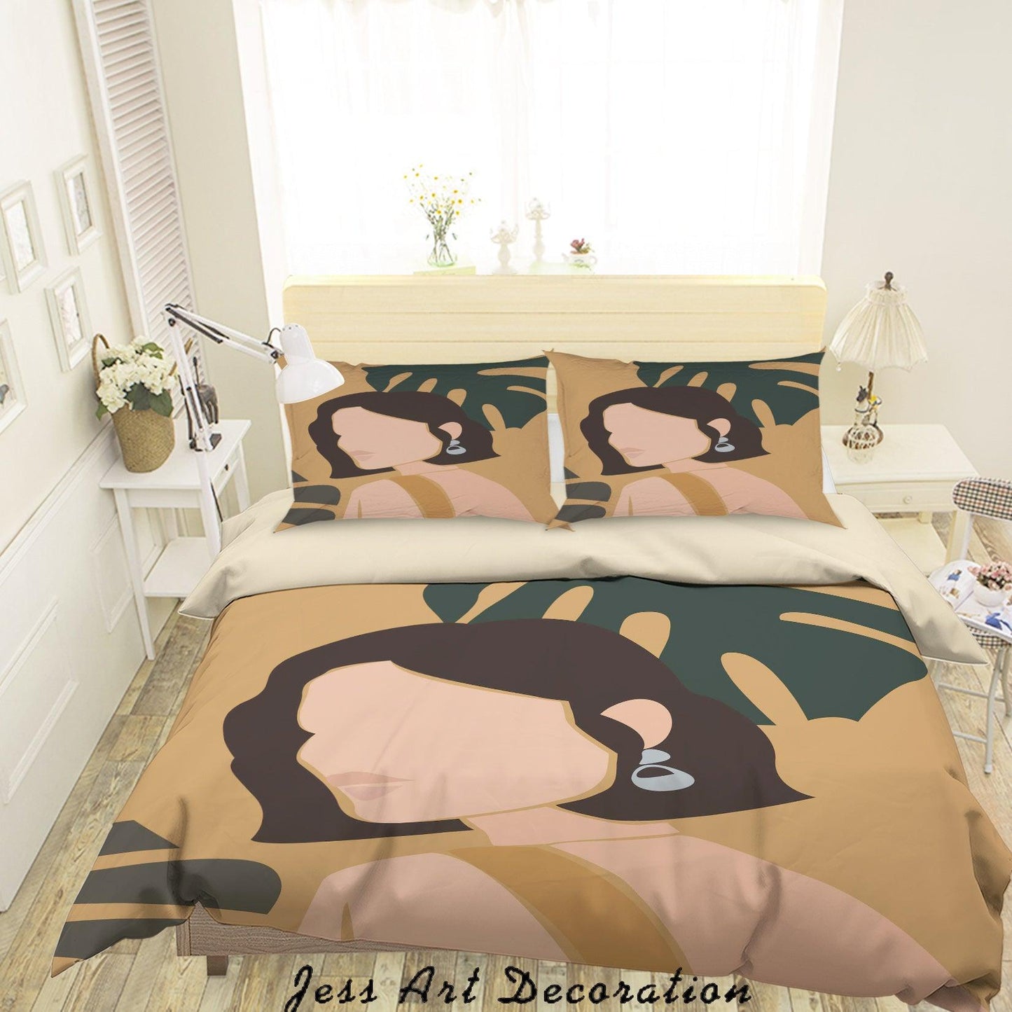 3D Beauty Woman Leaves Quilt Cover Set Bedding Set Duvet Cover Pillowcases SF01