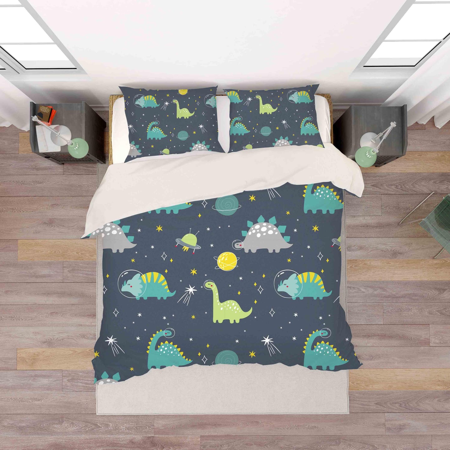 3D Cartoon Green Dinosaurs Pattern Quilt Cover Set Bedding Set Pillowcases  76