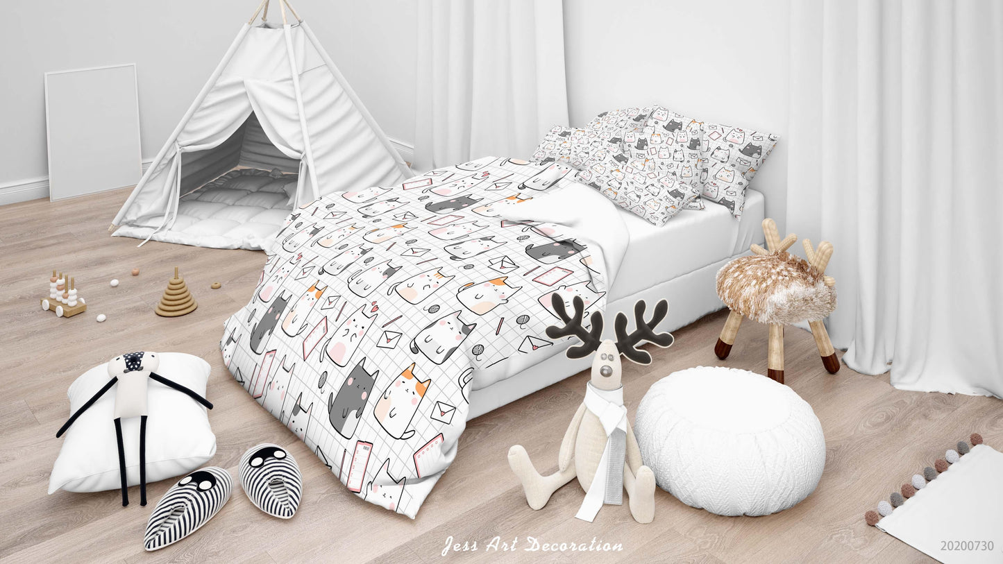 3D Cartoon Cat Quilt Cover Set Bedding Set Duvet Cover Pillowcases LXL 47