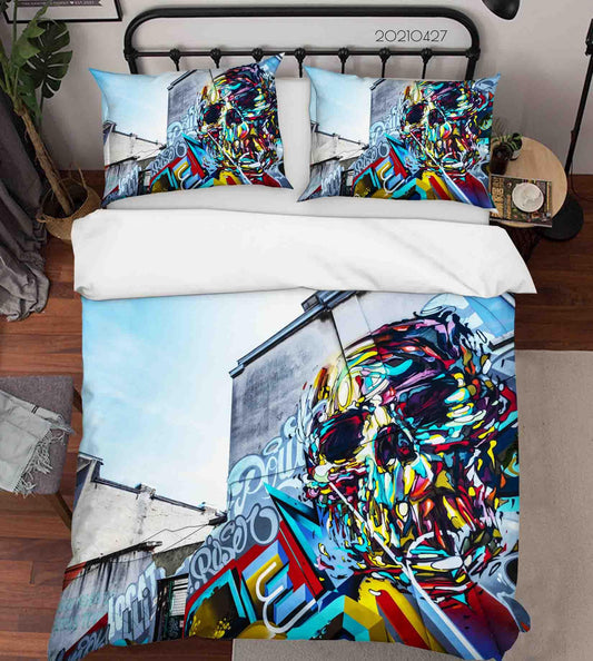 3D Abstract Colored Street Graffiti Quilt Cover Set Bedding Set Duvet Cover Pillowcases 140