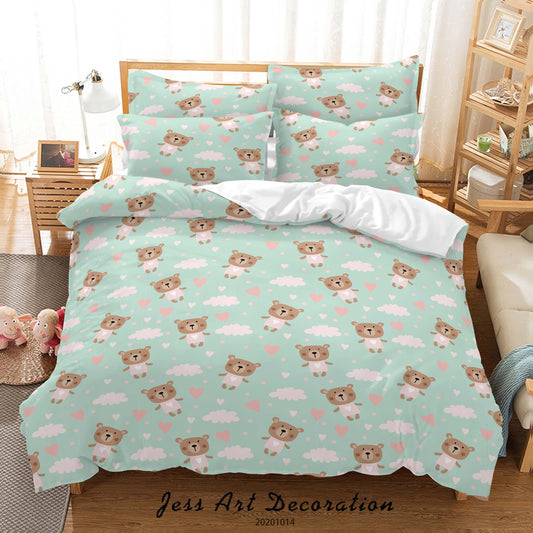 3D Cartoon Bears Pattern Quilt Cover Set Bedding Set Duvet Cover Pillowcases WJ 9693