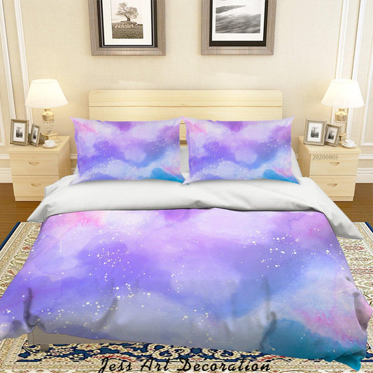 3D Blooming Purple Quilt Cover Set Bedding Set Duvet Cover Pillowcases LXL 313
