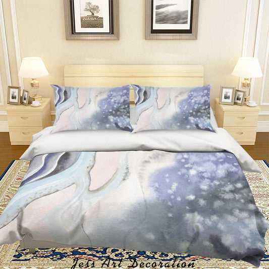 3D Abstract Watercolor Painting Quilt Cover Set Bedding Set Pillowcases 50