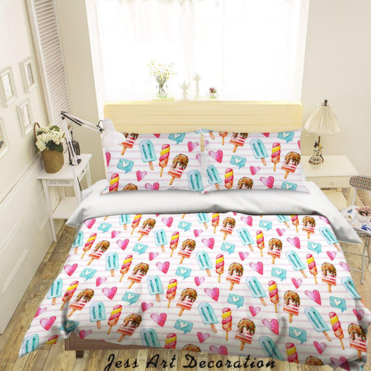 3D Cartoon Ice Cream Quilt Cover Set Bedding Set Duvet Cover Pillowcases 240