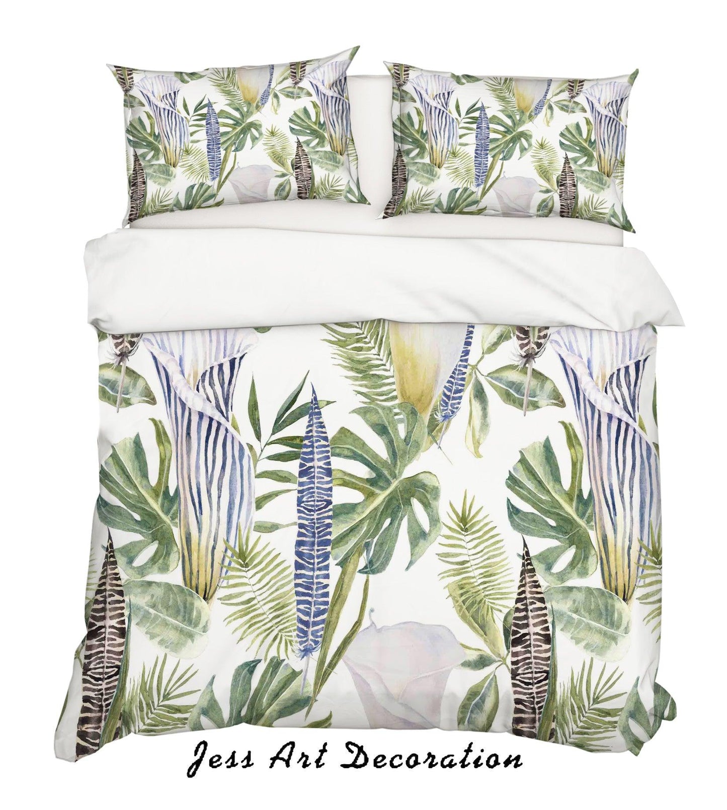 3D Calla Green Leaves Quilt Cover Set Bedding Set Pillowcases 126