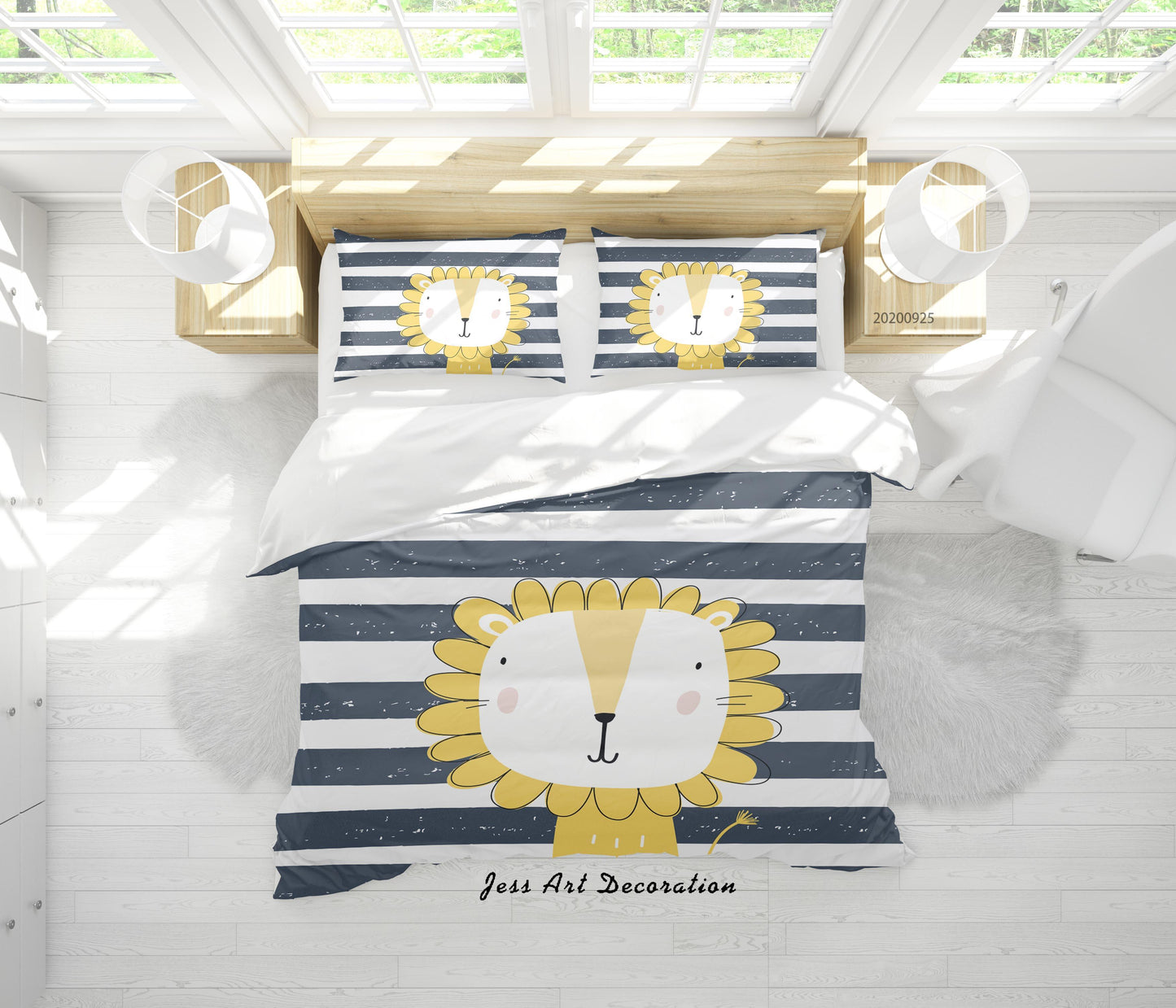 3D Cartoon Animal Lion Pattern Quilt Cover Set Bedding Set Duvet Cover Pillowcases WJ 6489