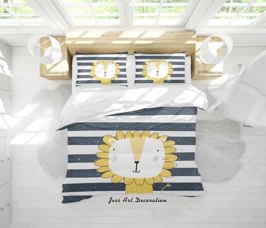 3D Cartoon Animal Lion Pattern Quilt Cover Set Bedding Set Duvet Cover Pillowcases WJ 6489
