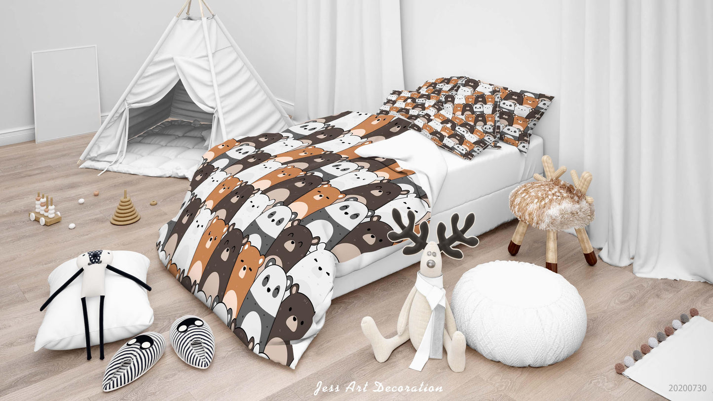 3D Cartoon Bear Panda Quilt Cover Set Bedding Set Duvet Cover Pillowcases LXL 45