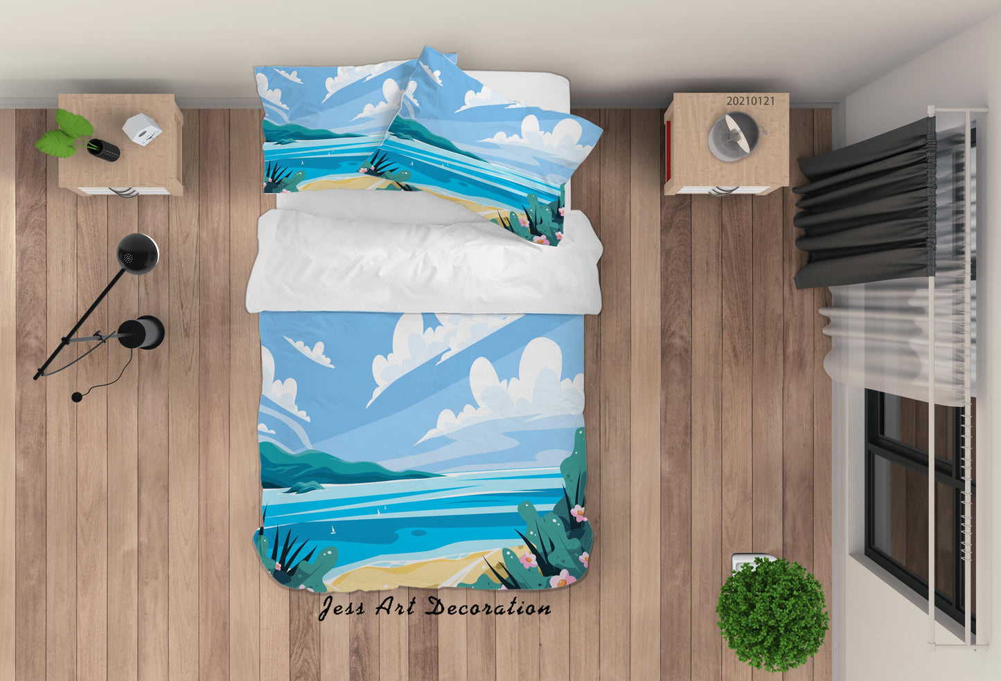 3D Cartoon Blue Sky Sea Quilt Cover Set Bedding Set Duvet Cover Pillowcases 119