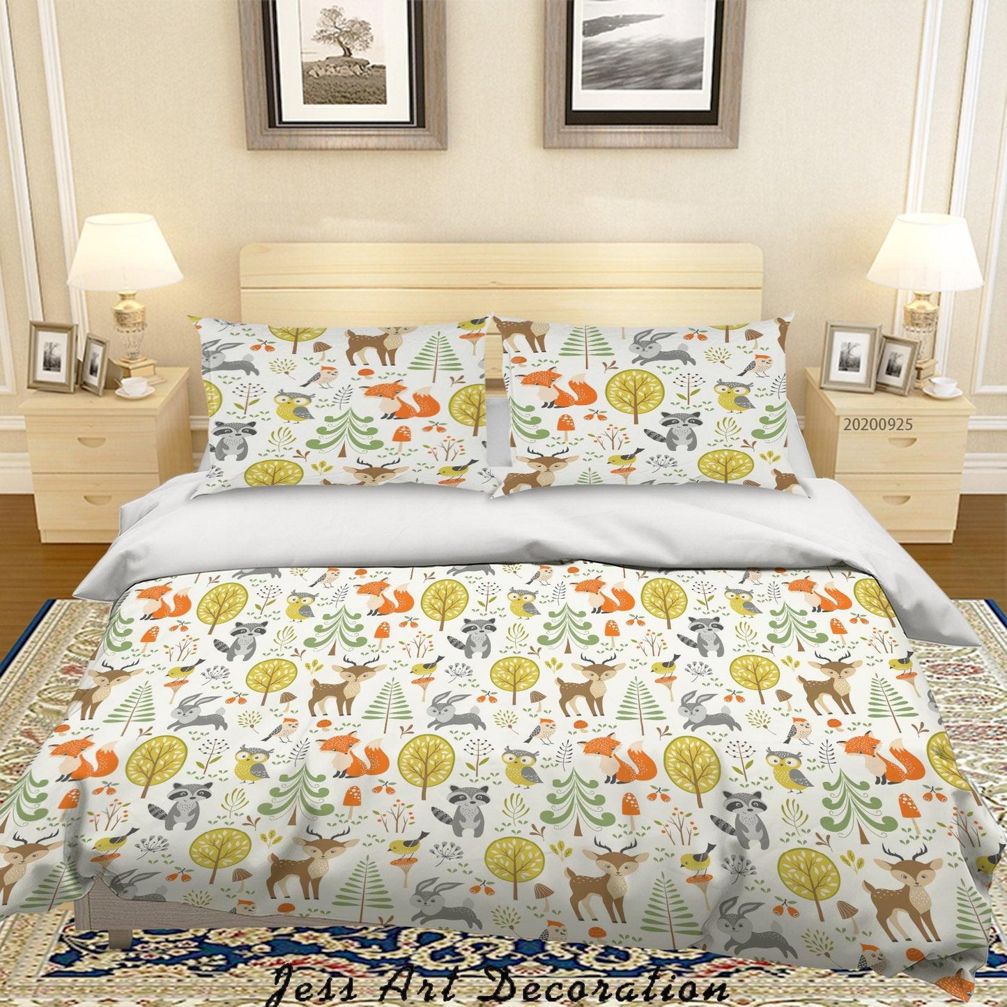 3D Cartoon Animal Fox Tree Pattern Quilt Cover Set Bedding Set Duvet Cover Pillowcases WJ 6445