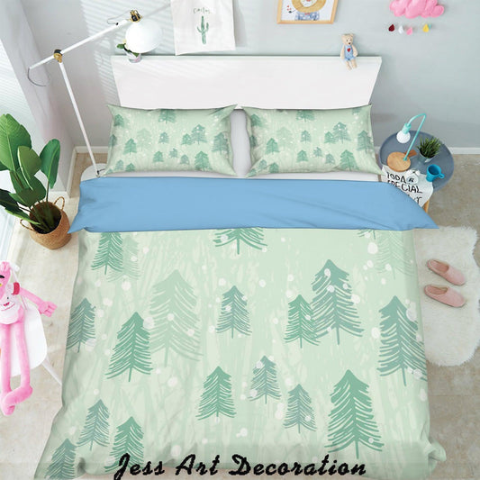 3D Cartoon Green Forest Quilt Cover Set Bedding Set Pillowcases 348