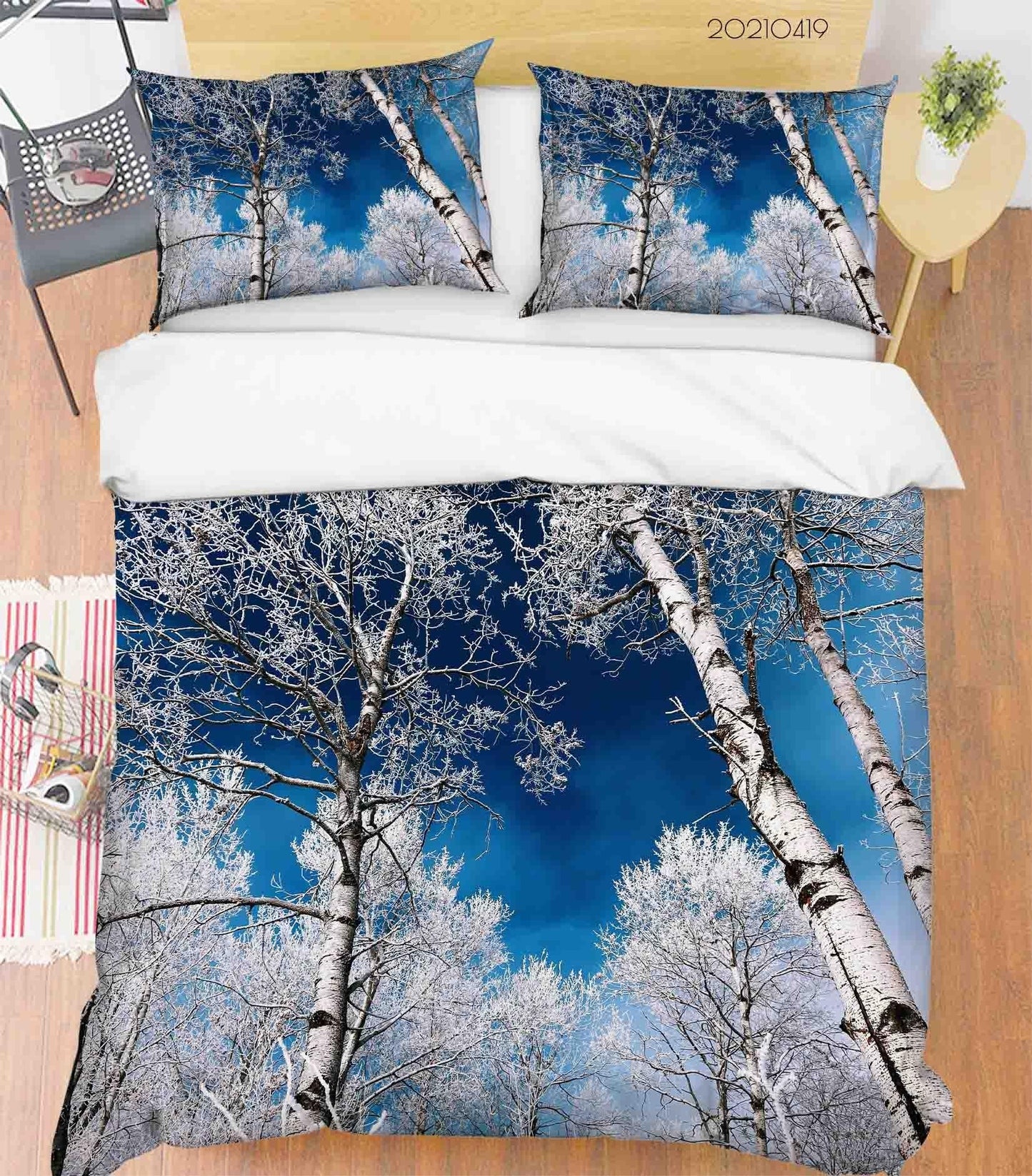 3D Blue Sky Birch Forest Quilt Cover Set Bedding Set Duvet Cover Pillowcases 148