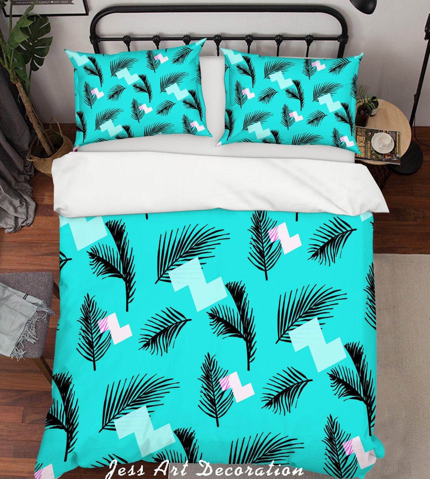 3D Blue Leaves Quilt Cover Set Bedding Set Pillowcases 153