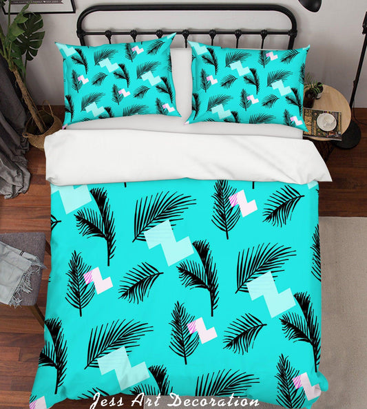 3D Blue Leaves Quilt Cover Set Bedding Set Pillowcases 153