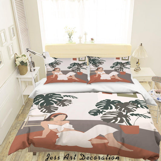 3D Beauty Woman Potted Plants Quilt Cover Set Bedding Set Duvet Cover Pillowcases SF28
