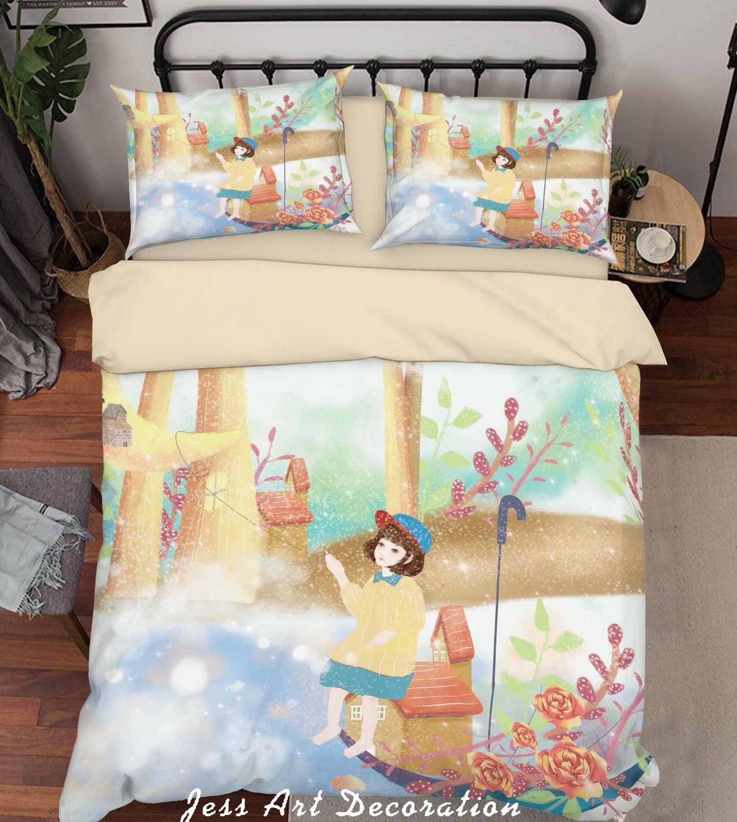 3D Cartoon Girl Flower Forest Quilt Cover Set Bedding Set Duvet Cover Pillowcases A534 LQH