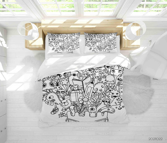 3D Abstract Monster Artistic Graffiti Quilt Cover Set Bedding Set Duvet Cover Pillowcases 51