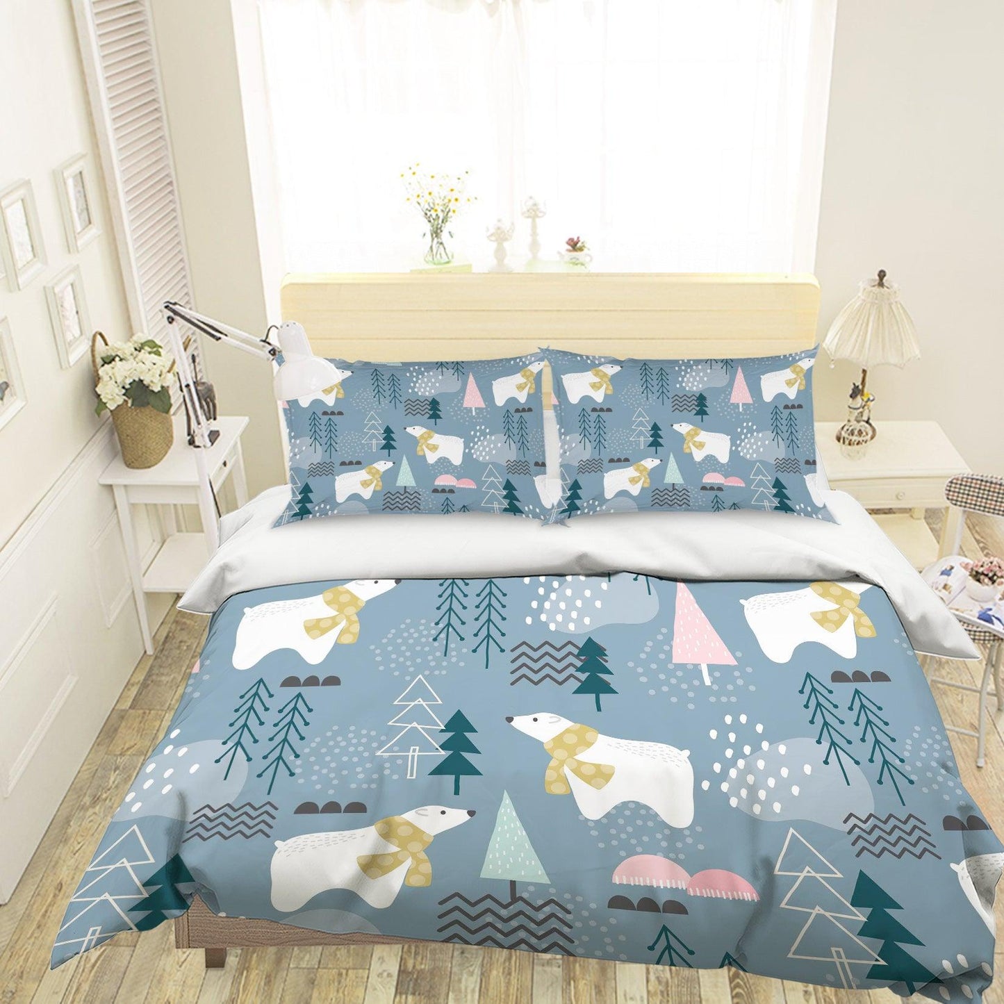 3D Cartoon Bear Pine Quilt Cover Set Bedding Set Pillowcases 101