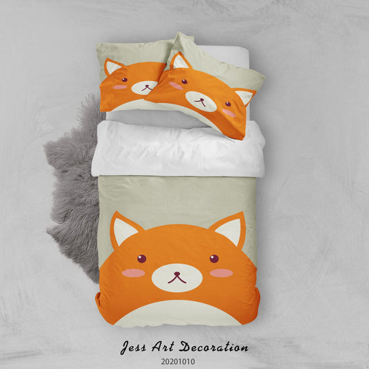 3D Cartoon Cute Animal Fox Quilt Cover Set Bedding Set Duvet Cover Pillowcases WJ 9516