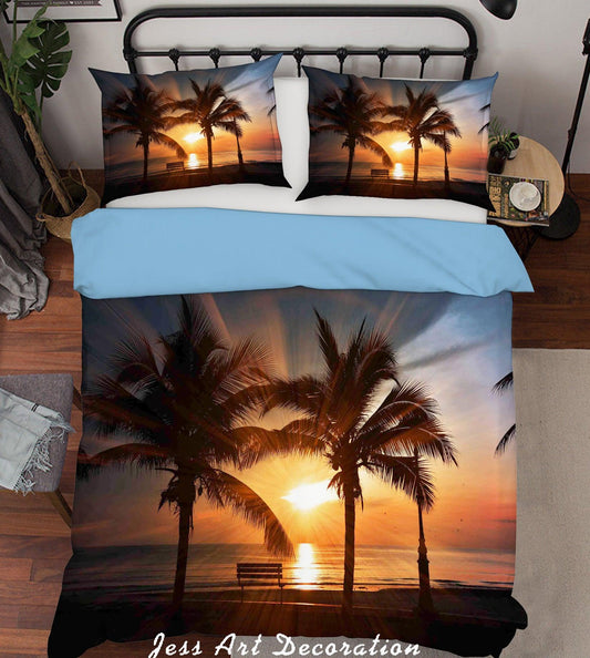 3D  Sunset Palm Tree Beach Quilt Cover Set Bedding Set Pillowcases 69