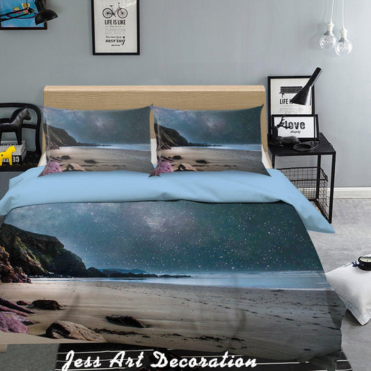 3D  Seaside Beach Starry Sky Quilt Cover Set Bedding Set Pillowcases  76