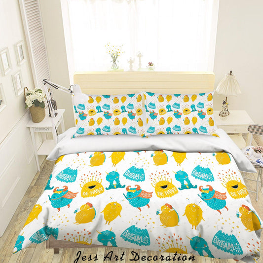 3D Cartoon Monster Quilt Cover Set Bedding Set Duvet Cover Pillowcases SF31