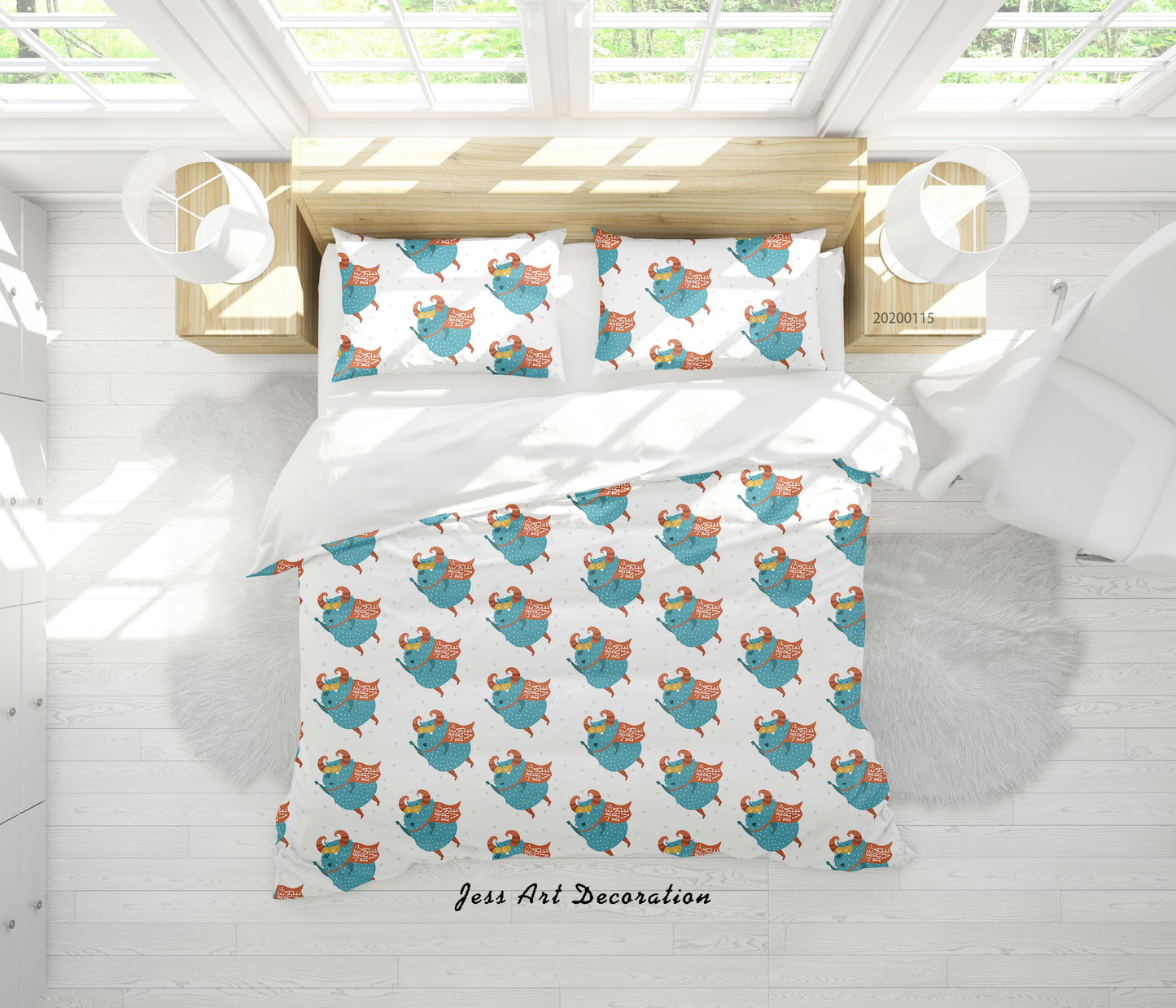 3D Cartoon Animal Monsters Pattern Quilt Cover Set Bedding Set Duvet Cover Pillowcases WJ 9614