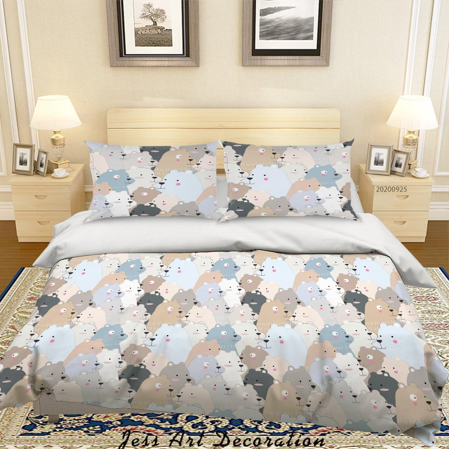 3D Cartoon Animal Bear Pattern Quilt Cover Set Bedding Set Duvet Cover Pillowcases WJ 6415