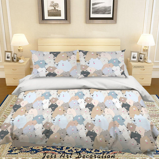 3D Cartoon Animal Bear Pattern Quilt Cover Set Bedding Set Duvet Cover Pillowcases WJ 6415