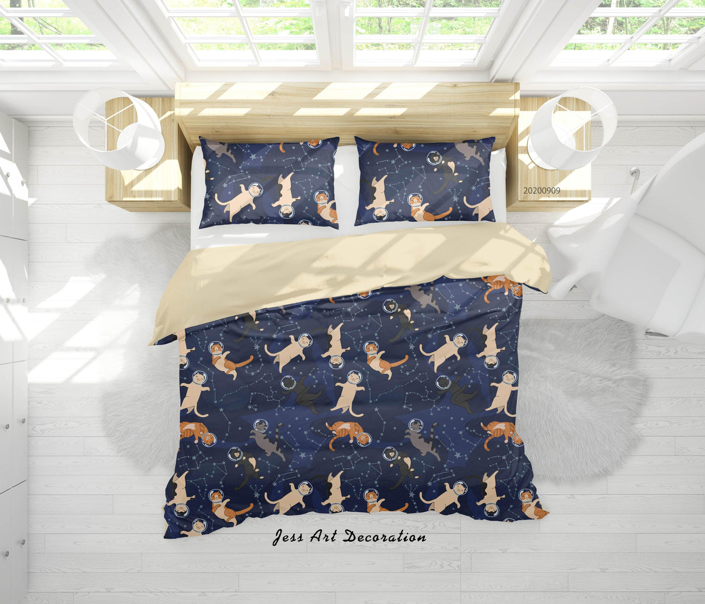 3D Animal Space Cat Pattern Quilt Cover Set Bedding Set Duvet Cover Pillowcases WJ 6096