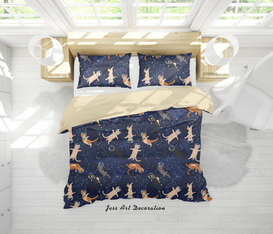3D Animal Space Cat Pattern Quilt Cover Set Bedding Set Duvet Cover Pillowcases WJ 6096