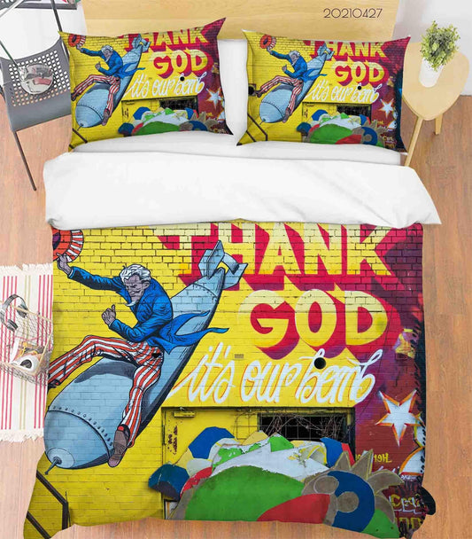 3D Abstract Colored Street Graffiti Quilt Cover Set Bedding Set Duvet Cover Pillowcases 151