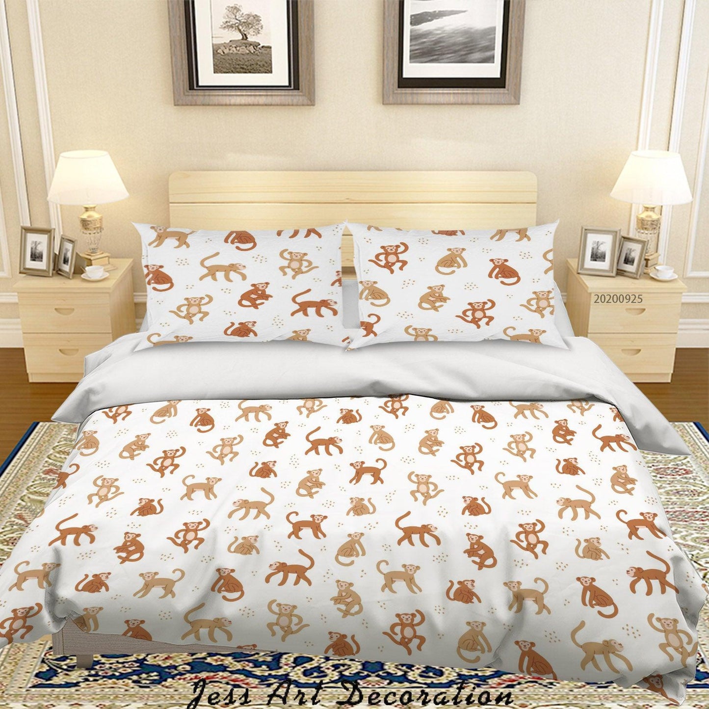 3D Cartoon Animal Monkey Pattern Quilt Cover Set Bedding Set Duvet Cover Pillowcases WJ 6425