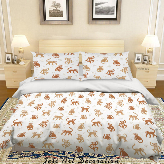 3D Cartoon Animal Monkey Pattern Quilt Cover Set Bedding Set Duvet Cover Pillowcases WJ 6425