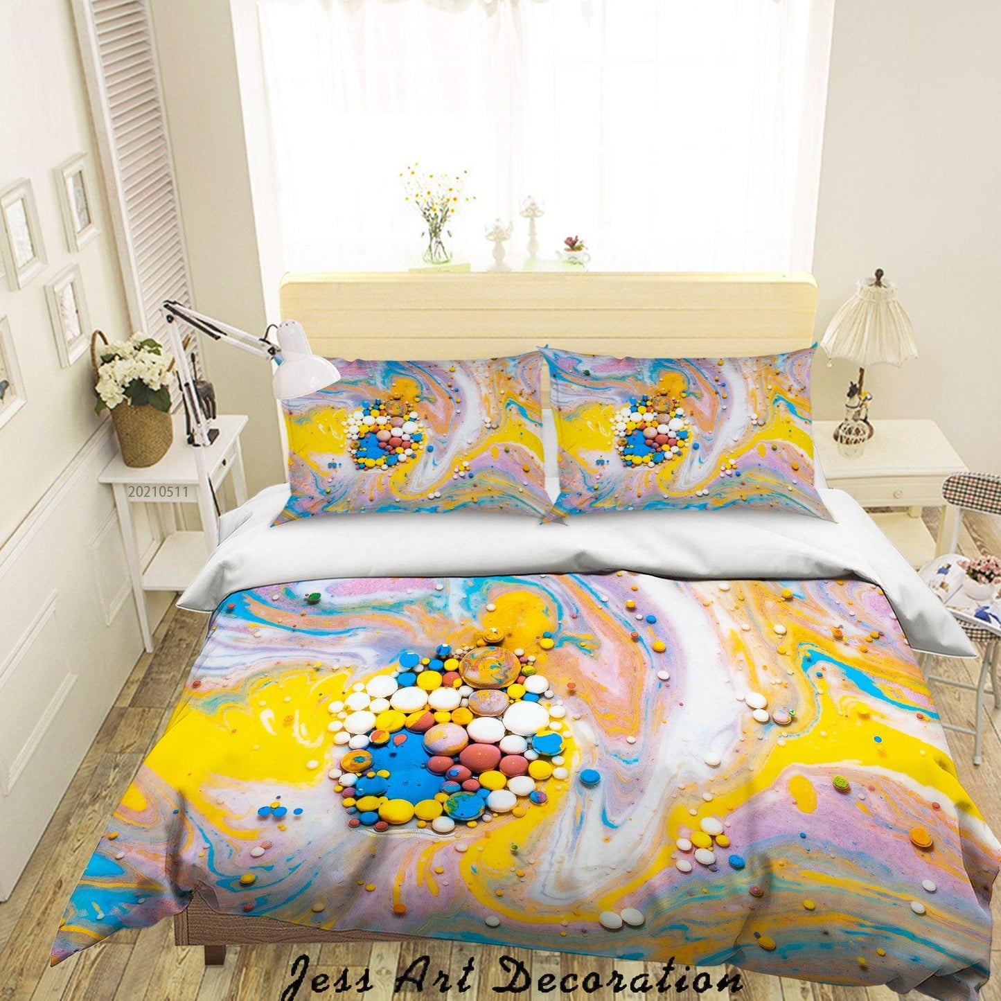 3D Abstract Color Marble Pebbles Quilt Cover Set Bedding Set Duvet Cover Pillowcases 6