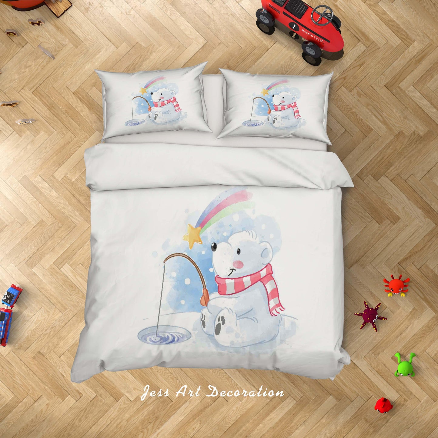 3D Bear Fishing Star Quilt Cover Set Bedding Set Duvet Cover Pillowcases SF14