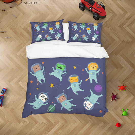 3D Cartoon Astronaut Animal Quilt Cover Set Bedding Set Duvet Cover Pillowcases 85 LQH