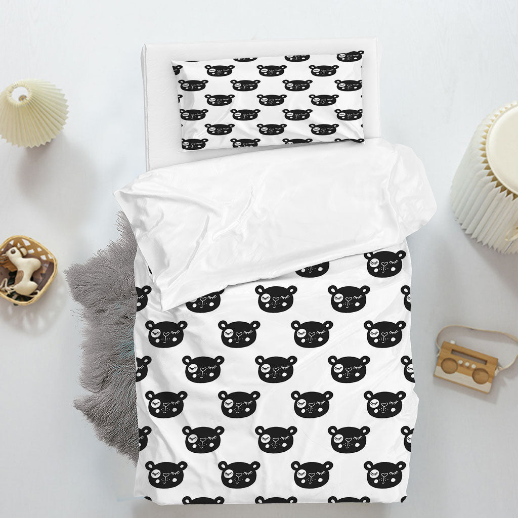 3D Cartoon Bear White Quilt Cover Set Bedding Set Duvet Cover Pillowcase 1417