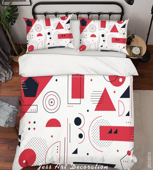3D Abstract Red Geometric Pattern Quilt Cover Set Bedding Set Duvet Cover Pillowcases 75